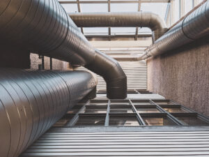 HVAC tubing in warehouse