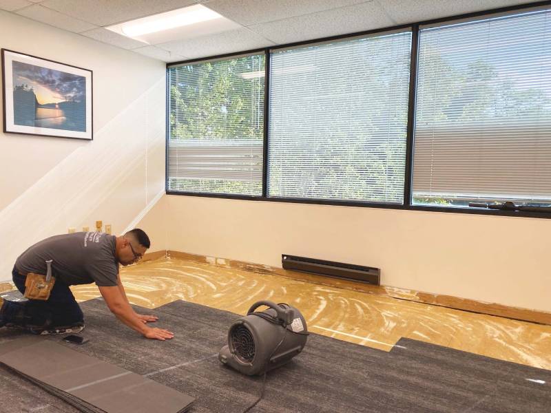 Facility management floor install project in progress
