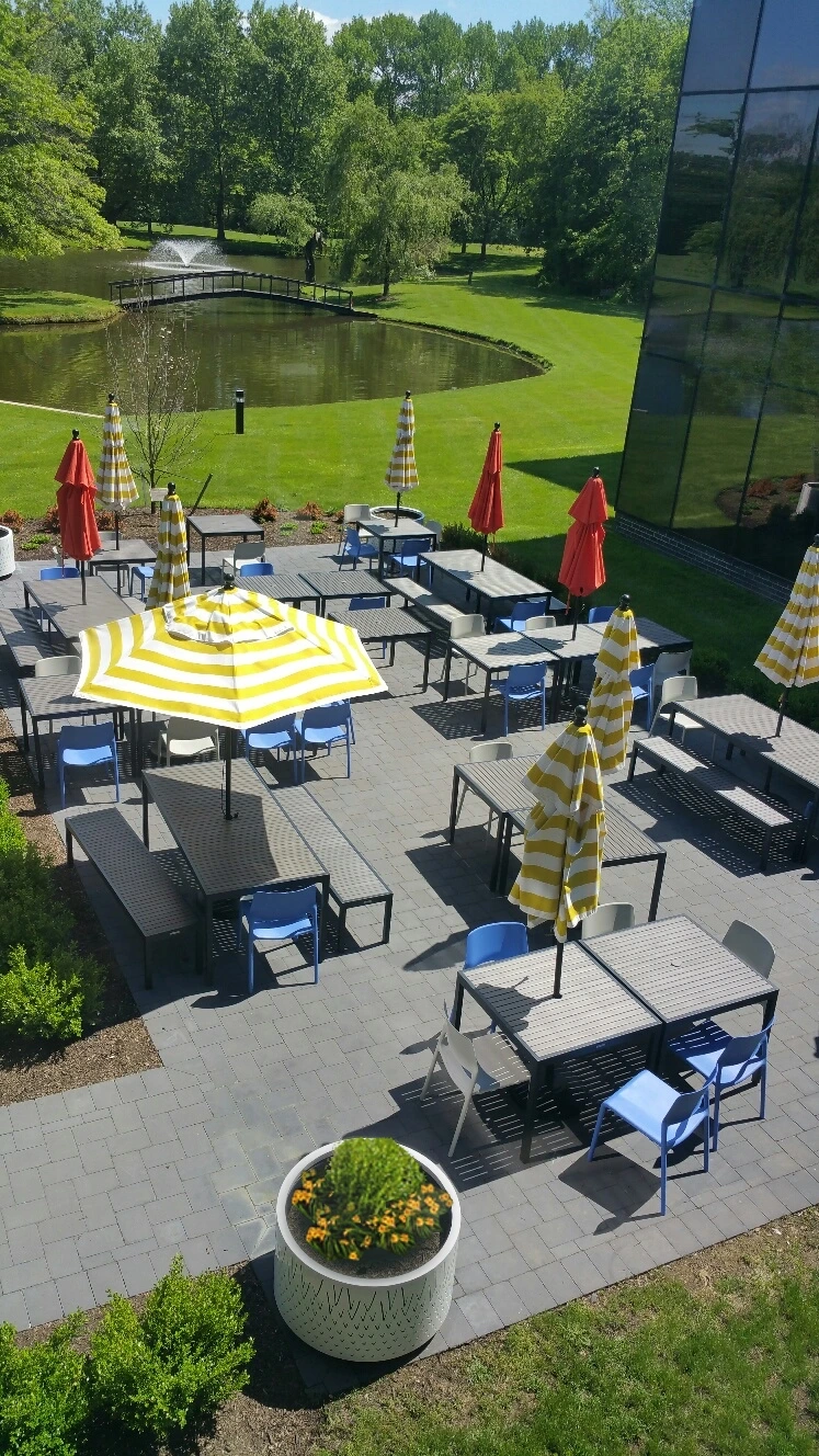 Corporate office patio area outdoor workspace facility design