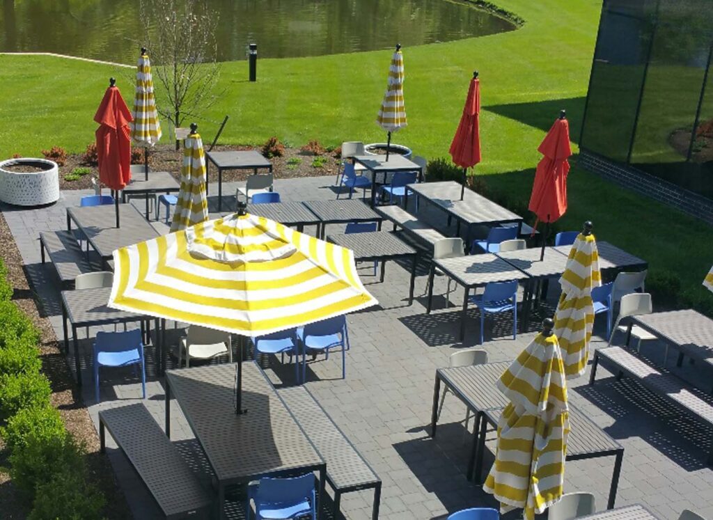Firmenich exterior office design of green space