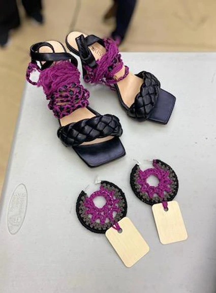 Shoes designed with hand made material