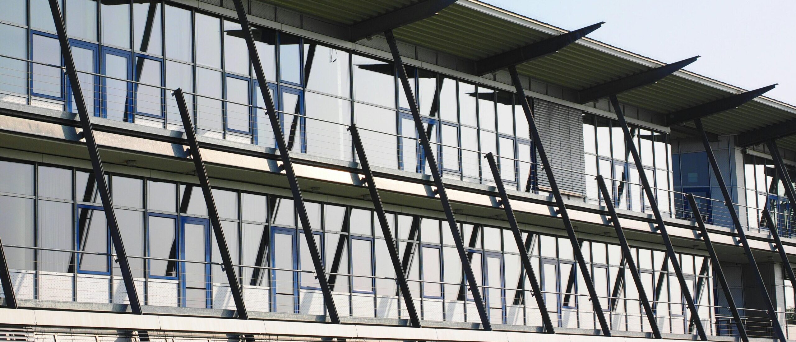 Strategic facility plan of building structure with reflective glass