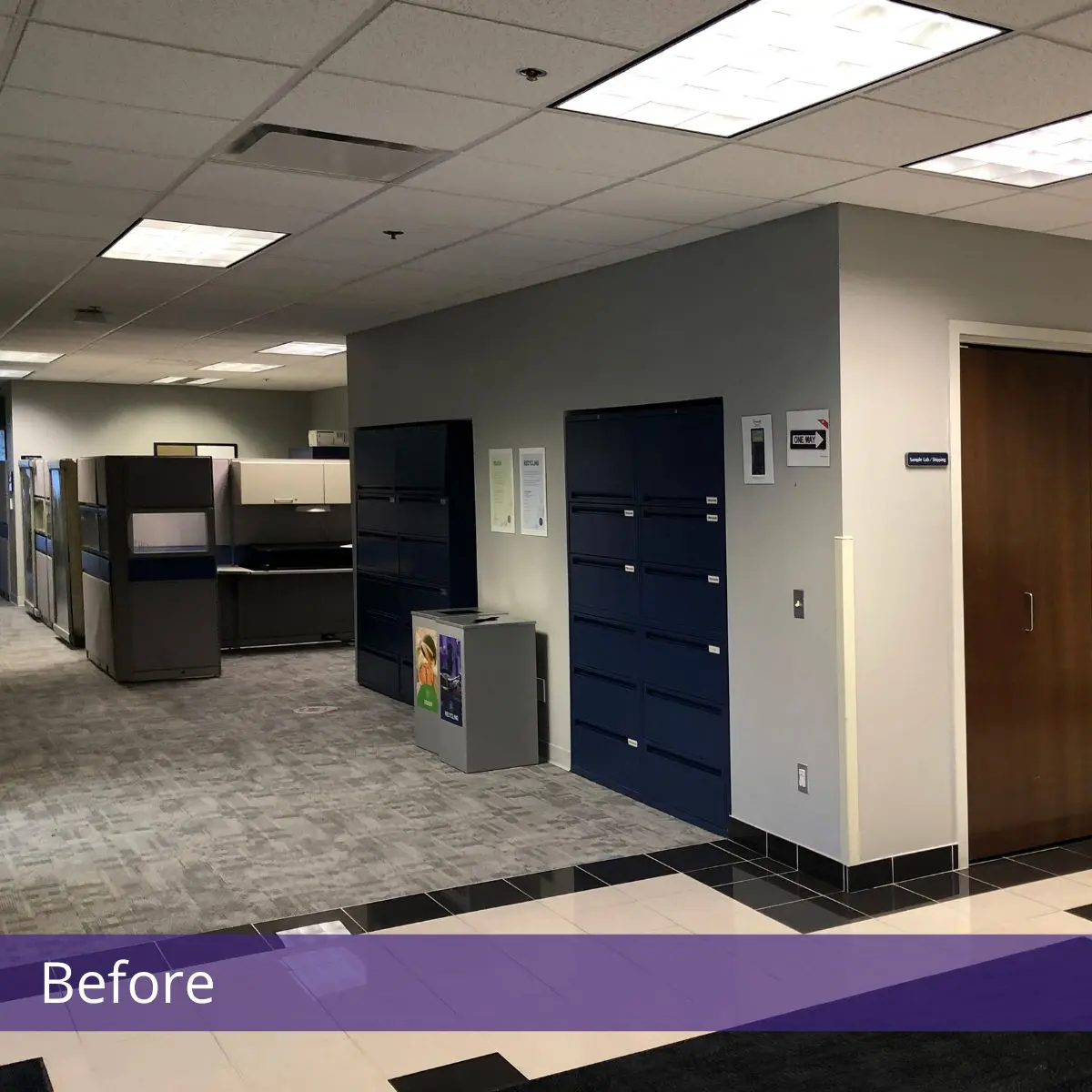 Before workspace design with older office furniture