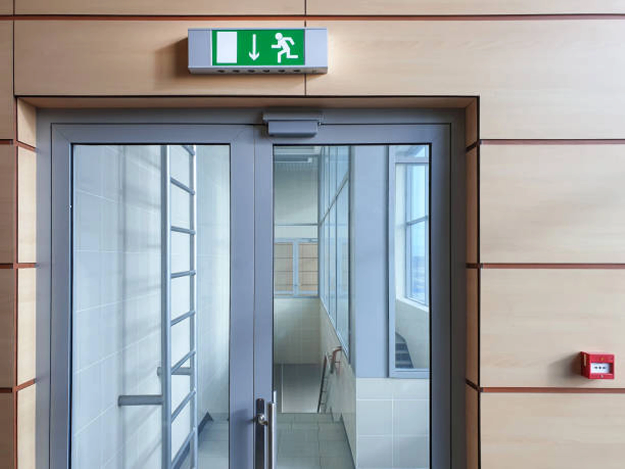 Strategic facility plan for emergency preparedness with sign above door