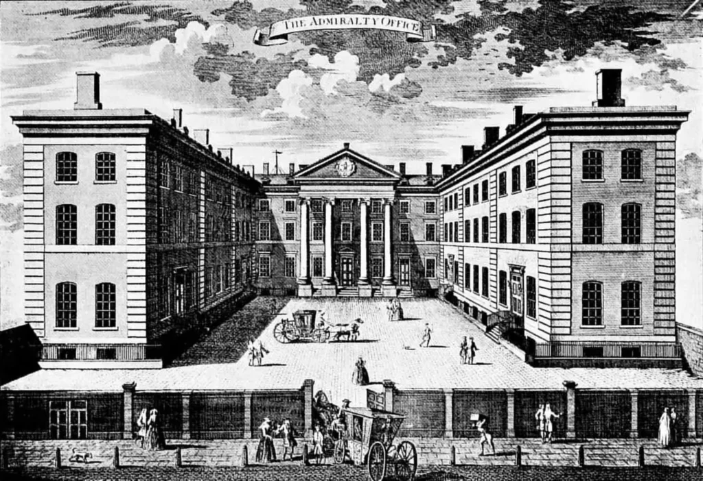 Black and white picture of the Admiralty office in London