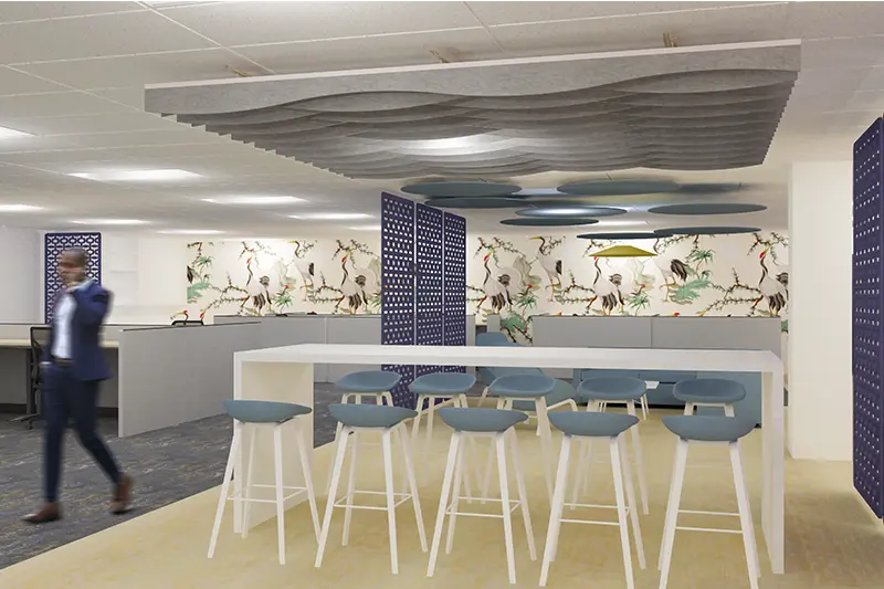 Interior design for business cafeteria area