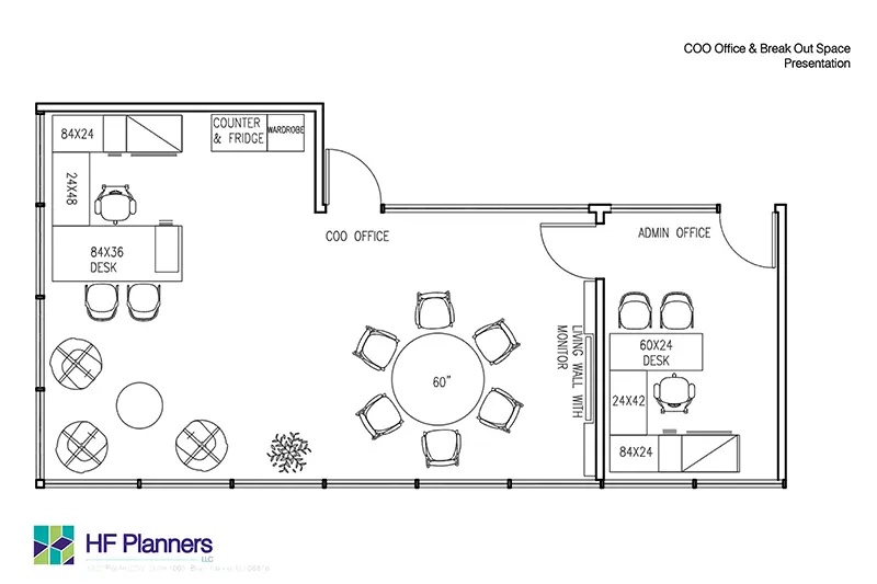 Diagram of Furniture Layout for office usage