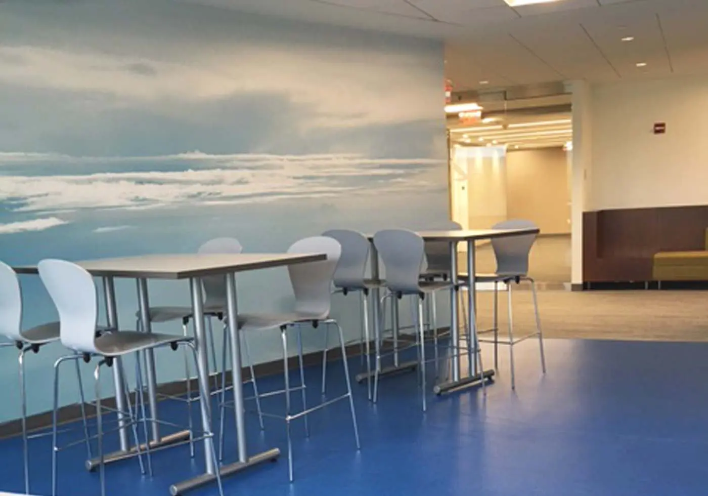 Emplyee lounge space for corporate office in Somerset County, NJ