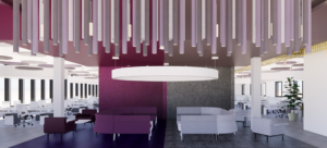 Strategic workspace big lobby area with chairs and couches